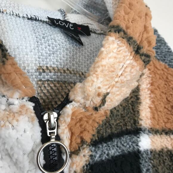 LOVE Brand Plaid Fleece Hooded Jacket - Picture 4 of 9